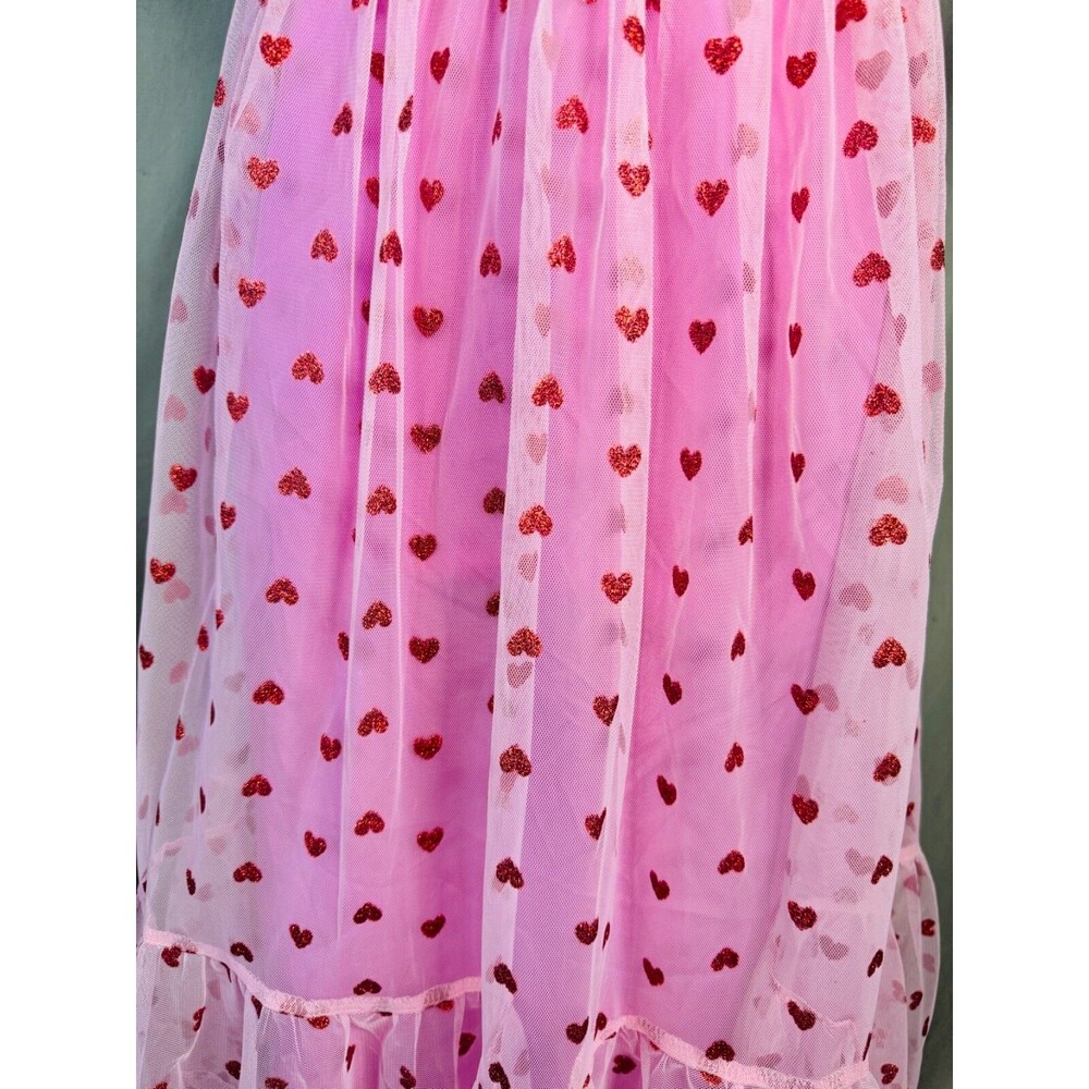 Betsey Johnson Heart Print Dress Bustier Midi Pink Feminine Coquette NWT S/XS/2 - Picture 3 of 6